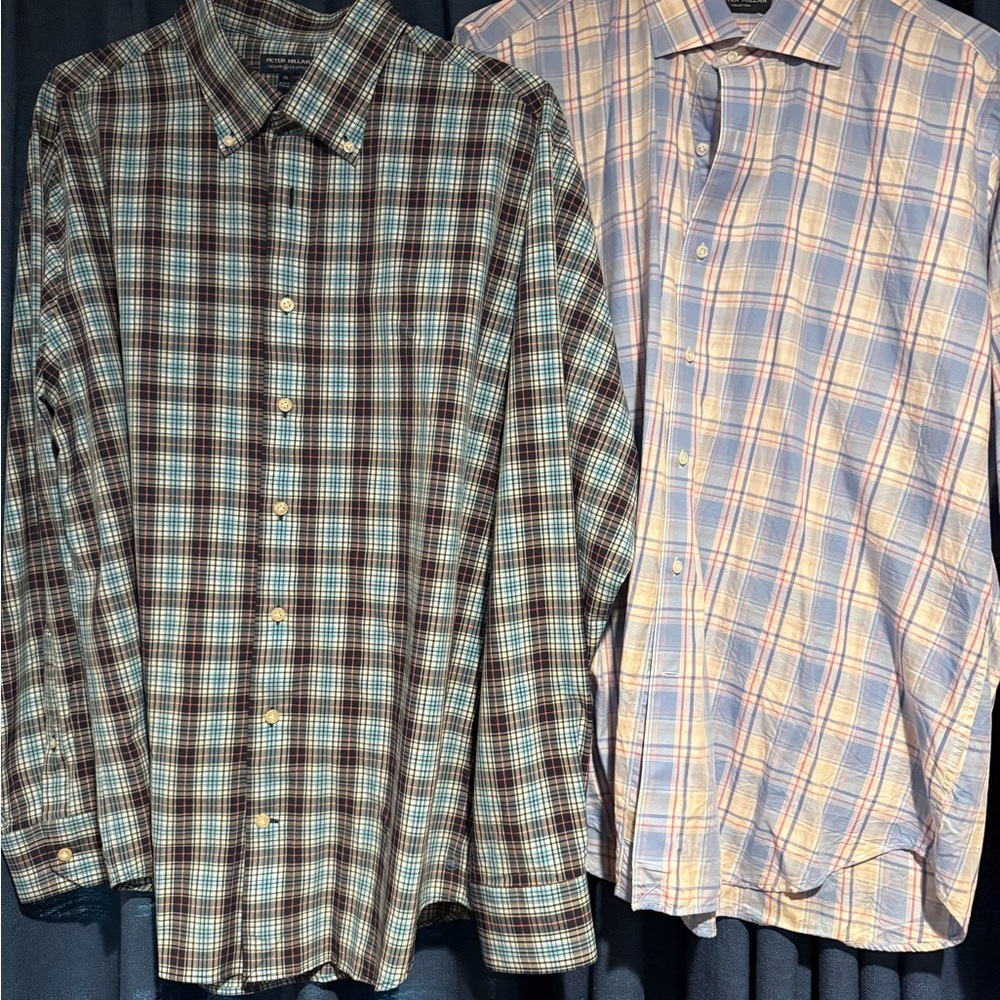 Peter Millar- Men's Plaid Button-Down Shirt XL